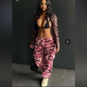 Fashion Nova Pink Camouflage Joggers
